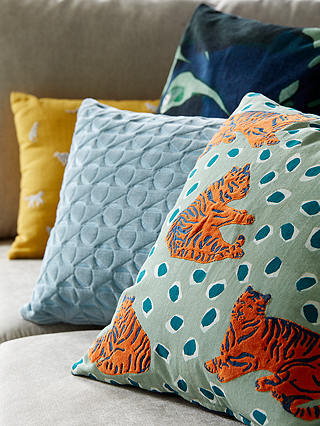 ANYDAY John Lewis & Partners Tiger Cushion, Green / Multi