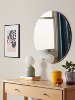 John Lewis ANYDAY Scandi Cut Frame Round Wall Mirror, 50cm, Black
