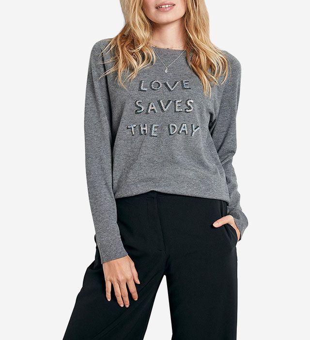 hush Sequin Slogan Jumper