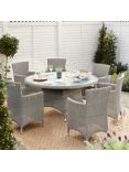 John Lewis Dante 6-Seater Round Glass Top Garden Dining Table, Grey