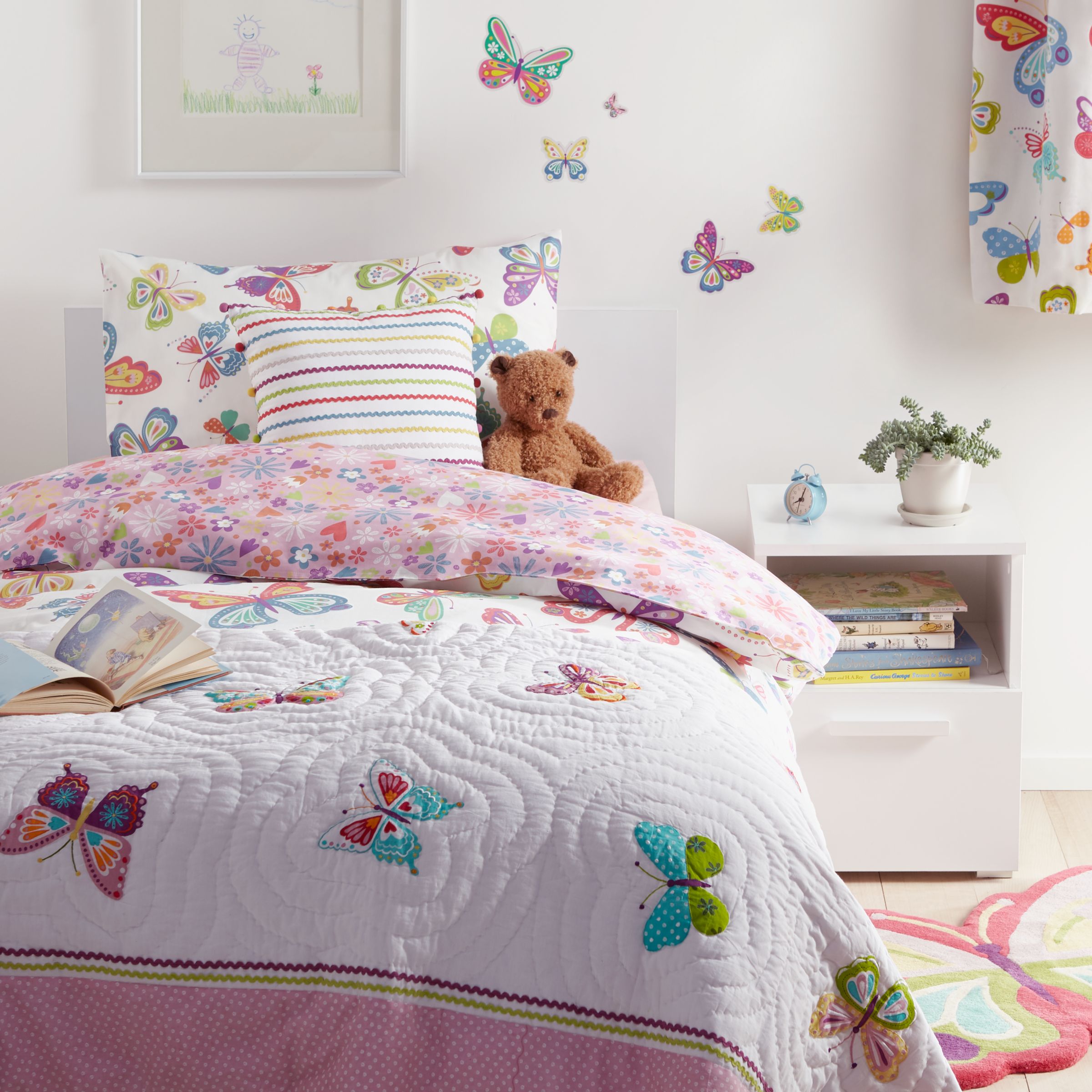 Girls Pretty Butterfly Duvet Cover with Pillowcase Quilt Cover Bedding Bed Set
