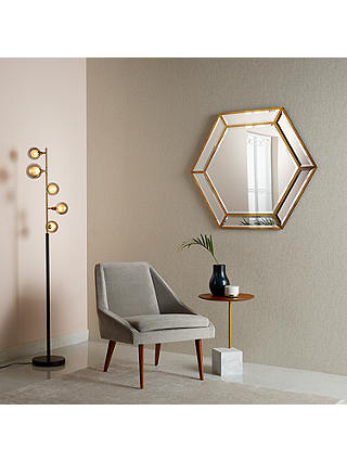 John Lewis & Partners Deco Hexagon Wall Mirror, 103 x 89cm, Gold
