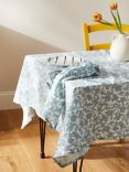 ANYDAY John Lewis & Partners Rectangular Leaf Print Cotton Tablecloth, Blue