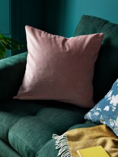 John Lewis Cotton Velvet Cushion, Pink