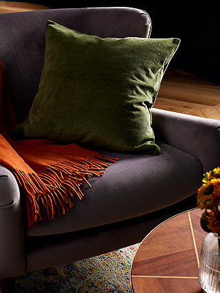 John Lewis & Partners Cotton Velvet Cushion, Green