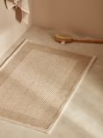 John Lewis Linen Blend Border Bath Mat, Natural