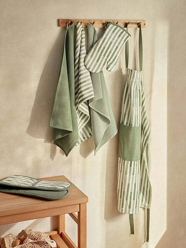 Pale Mint Green, Denim, Cream Stripe Tea Towels