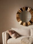John Lewis Fluted Round Metal Wall Mirror, 78.5cm, Gold