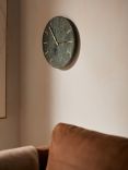 John Lewis Marble Analogue Wall Clock, Green/Brass, 30cm