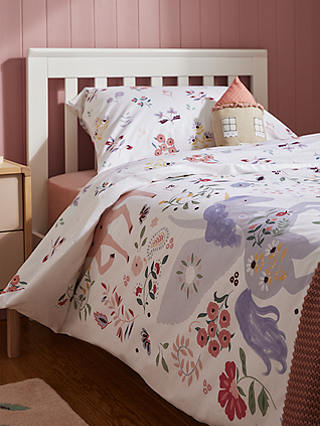 John Lewis Enchanted Garden Unicorn Pure Cotton Duvet Cover & Pillowcase Set, Single Set