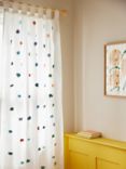 John Lewis Pom Pom Slot Top Curtain Panel, White/Multi