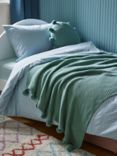 John Lewis Knitted Pom Pure Cotton Throw, Mint