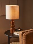 John Lewis Stacked Wooden Table Lamp, Walnut & Gold