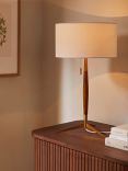 John Lewis Spindle Table Lamp, Walnut Stained Ash/Brass