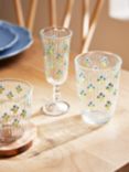 John Lewis Flower Sprigs Glass Champagne Flute, 230ml, Green/Clear