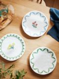 John Lewis Flora Border Fine China Side Plate, 20cm, Green/Multi