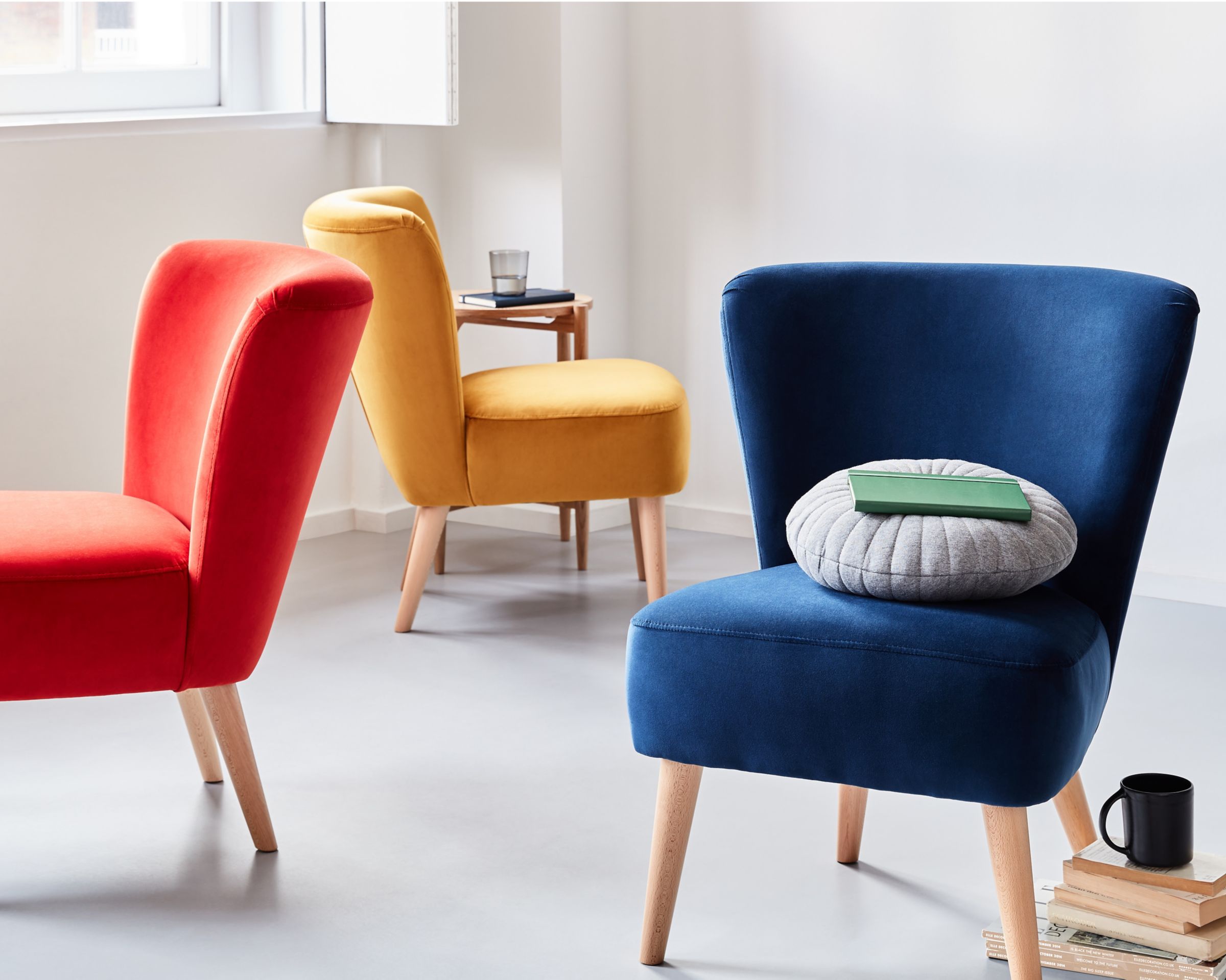 Accent chairs in bright colours