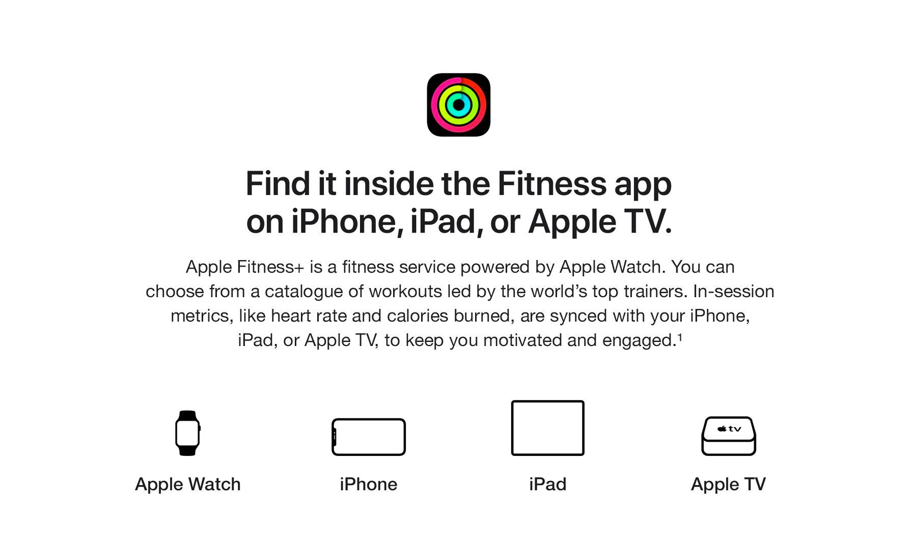 Find it inside the Fitness app on iPhone, iPad, or Apple TV.
