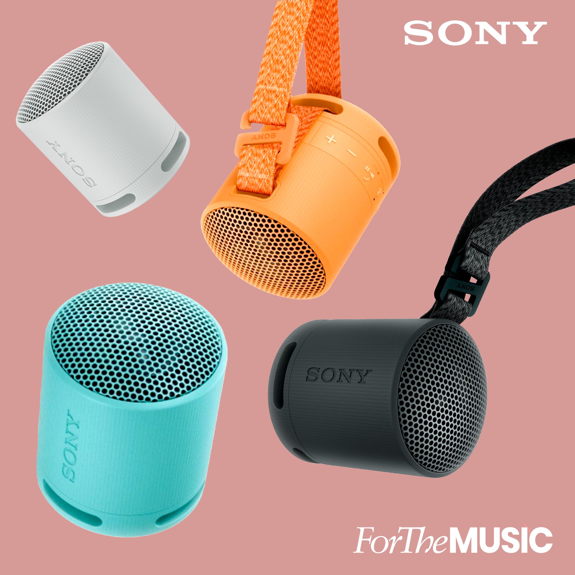 Sony Speakers on a pink background