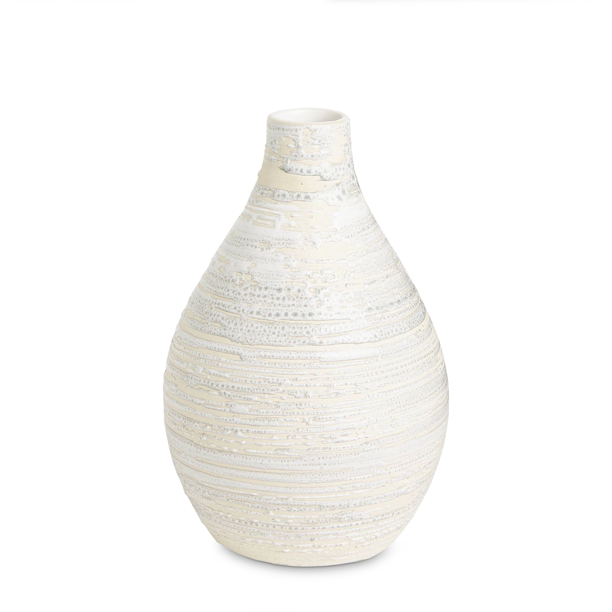 John Lewis & Partners Saturn Rings Reactive Glaze Vase, White, H22cm