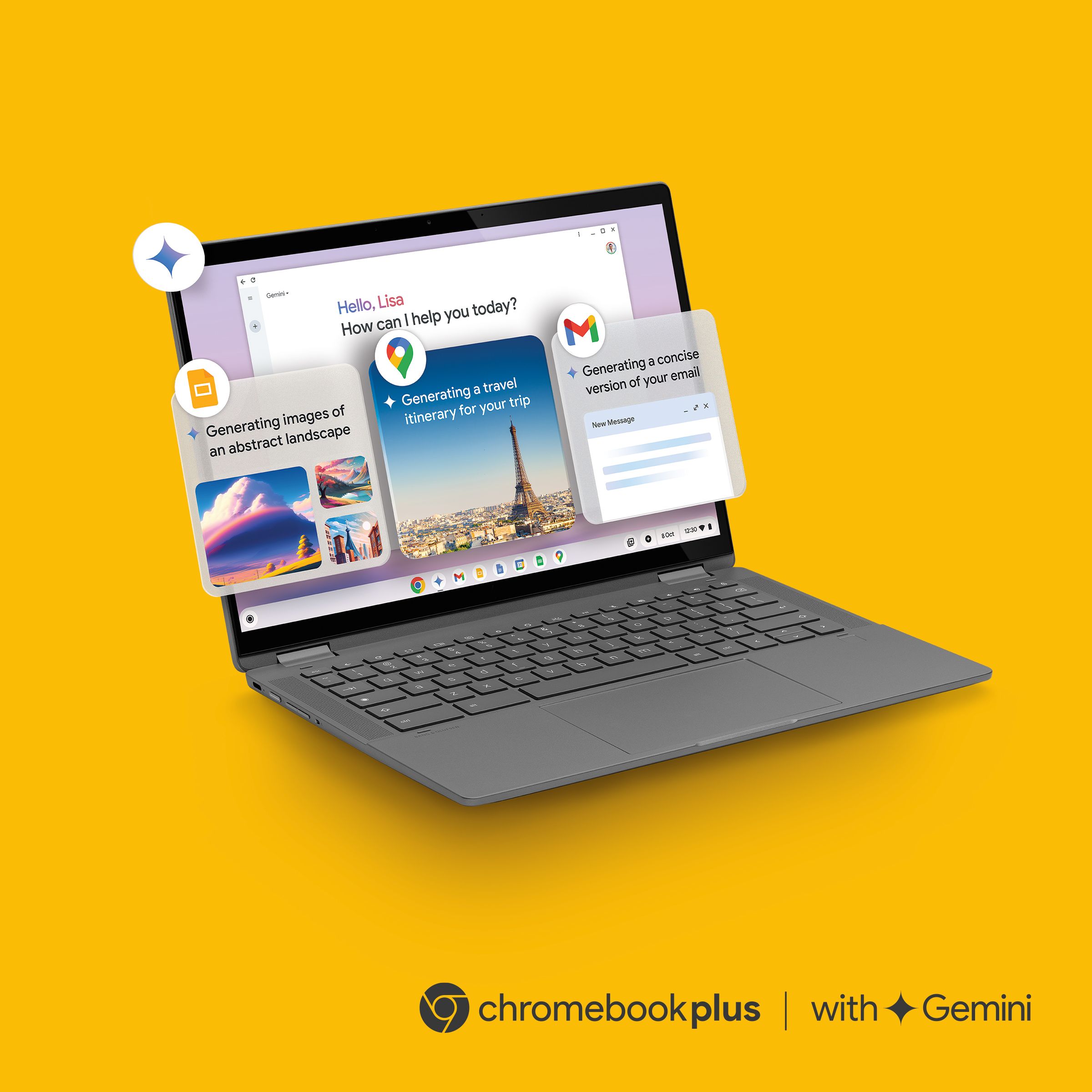 chromebook on a bright yellow background