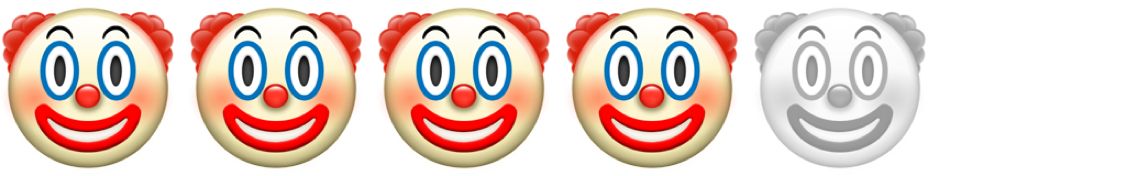 clown emoji. 4 out of 5