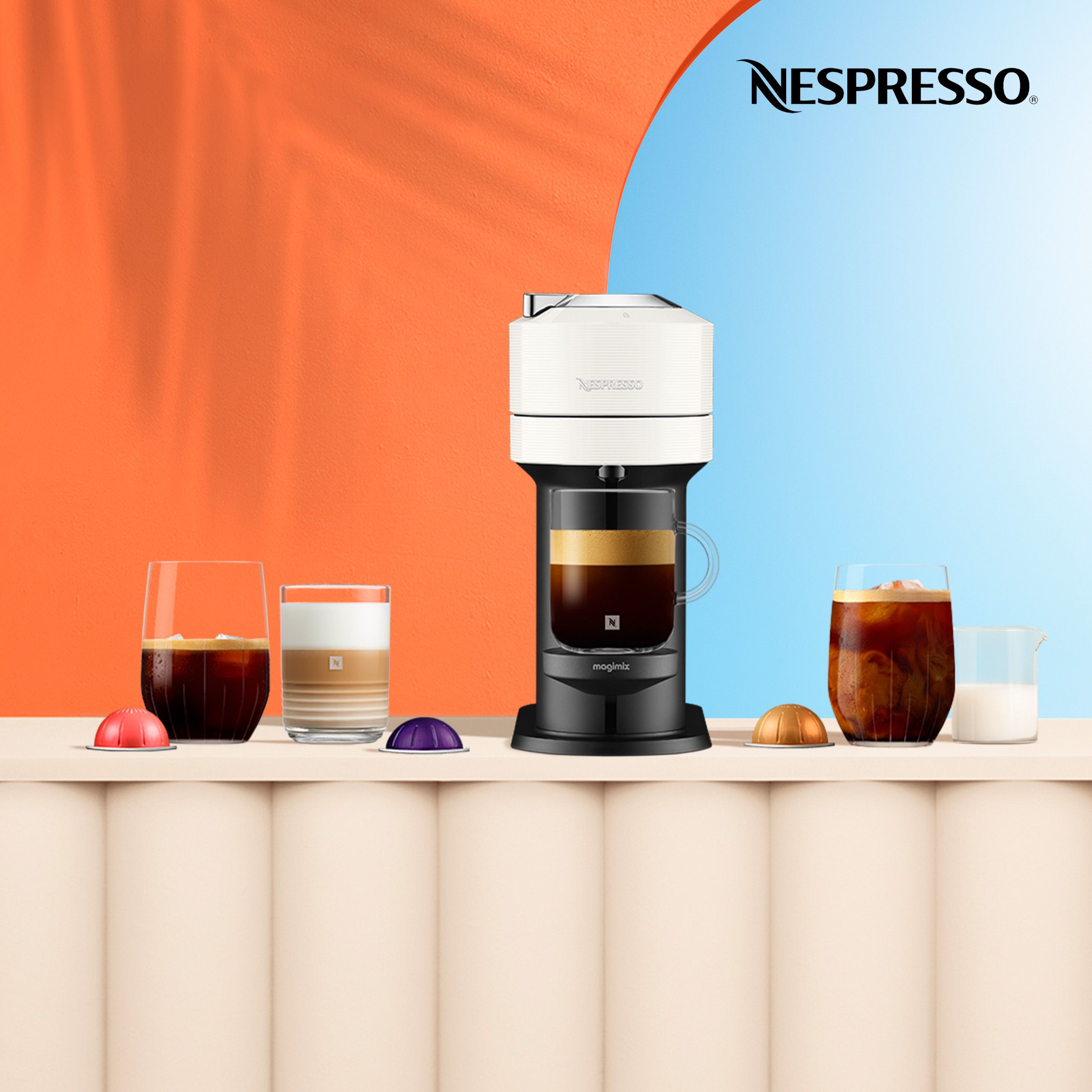 Nespresso Vertuo Coffee Machine wth coffee capsules