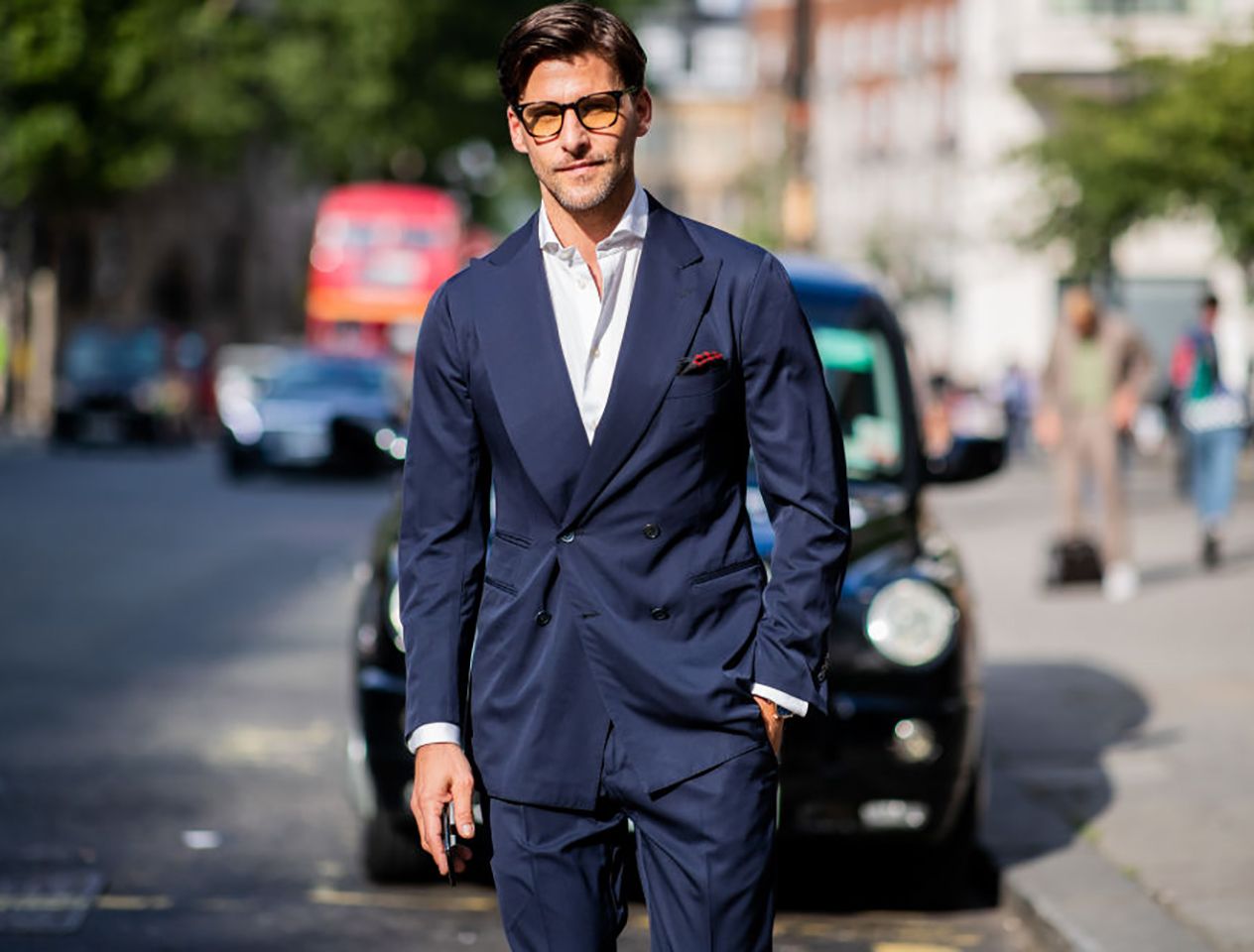 Street styler in a suit