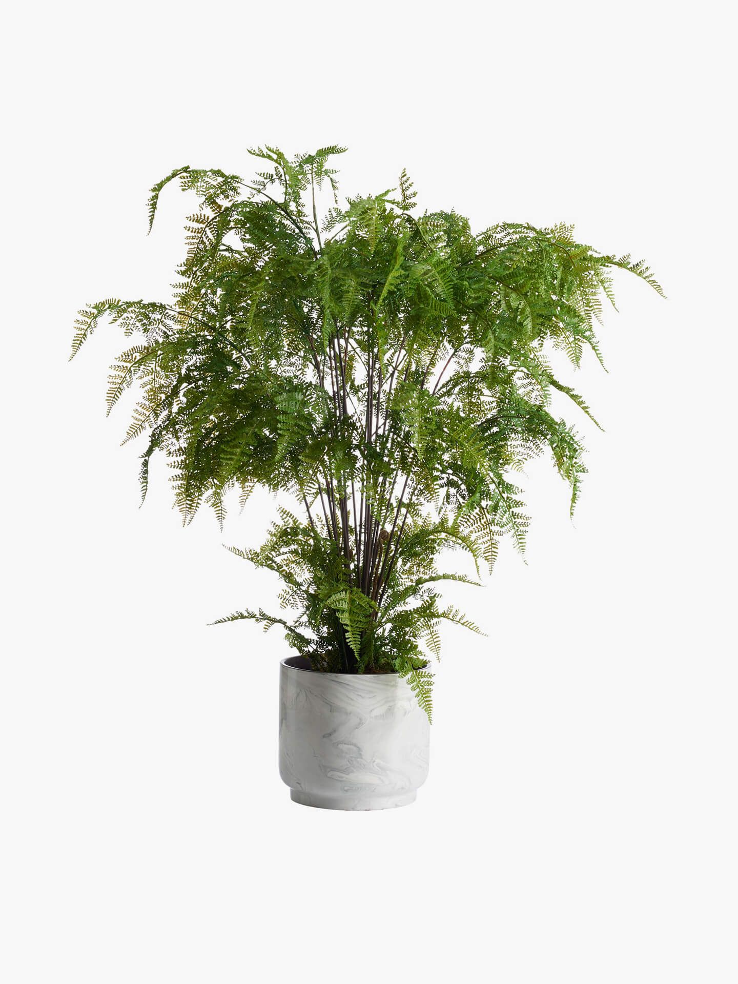 Peony Artificial Ferns in Marble Pot