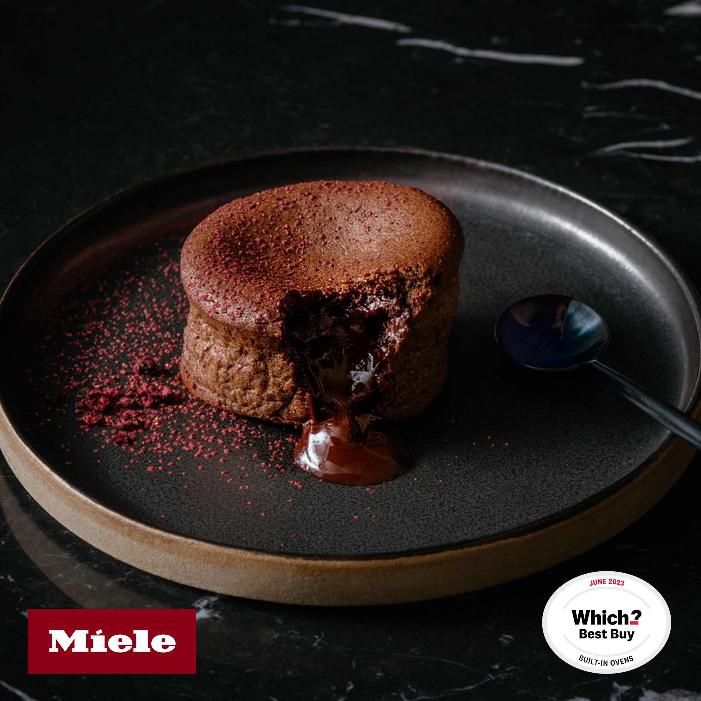 Miele cooker showing a molten lava cake