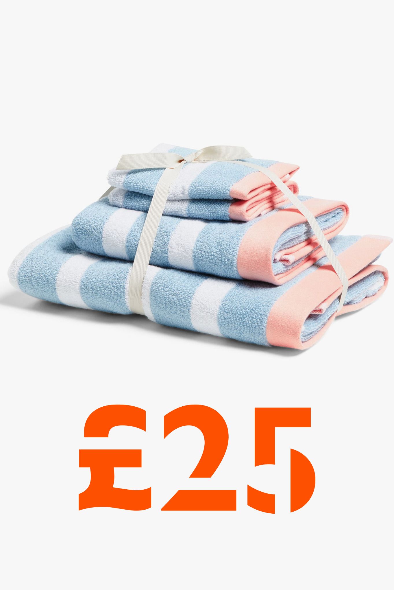 ANYDAY John Lewis & Partners Stripe 4 Piece Towel Bale, Pink/Blue £25