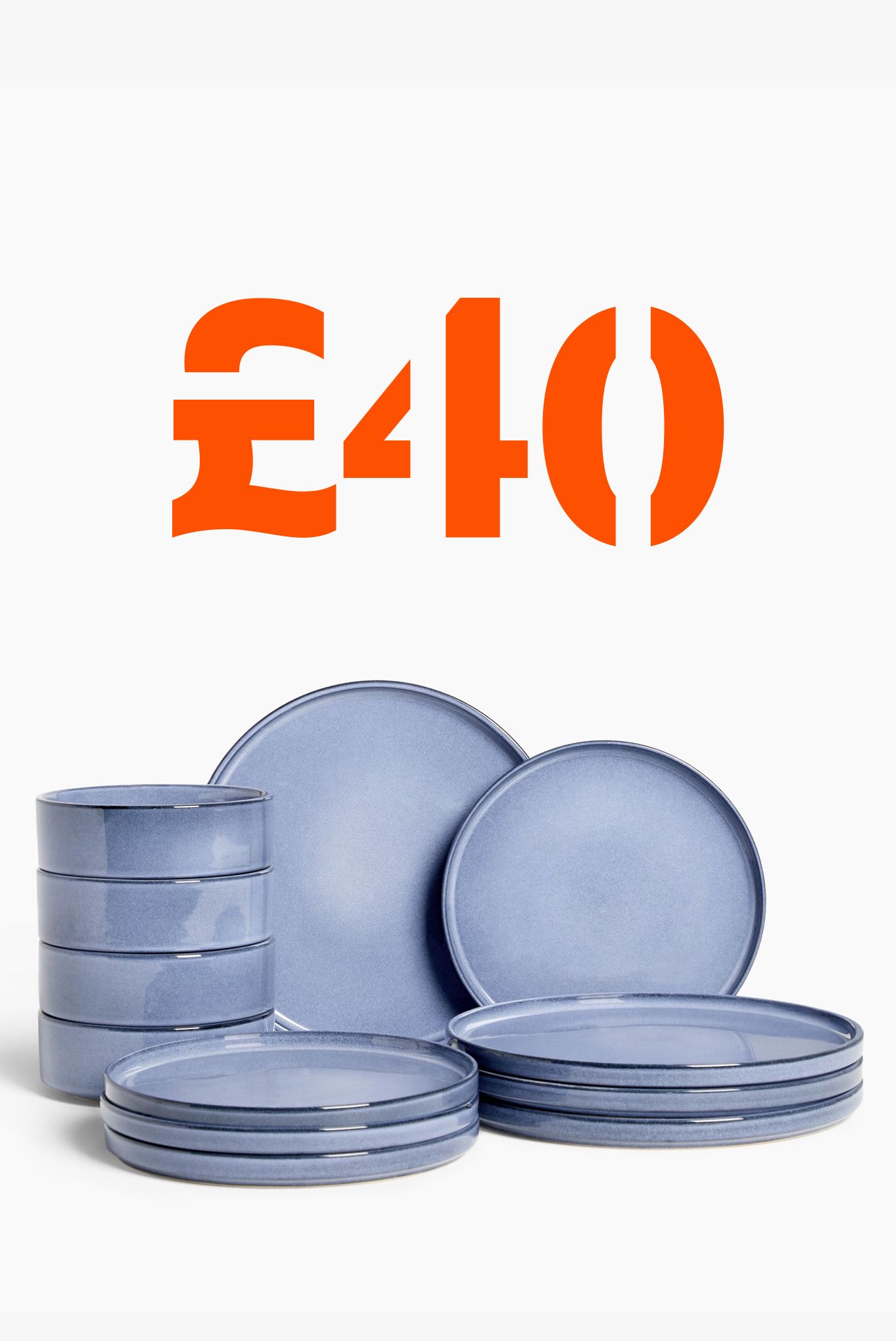 ANYDAY John Lewis & Partners Studio Reactive Glaze Dinnerware Set, 12 Piece, Blue £40.00