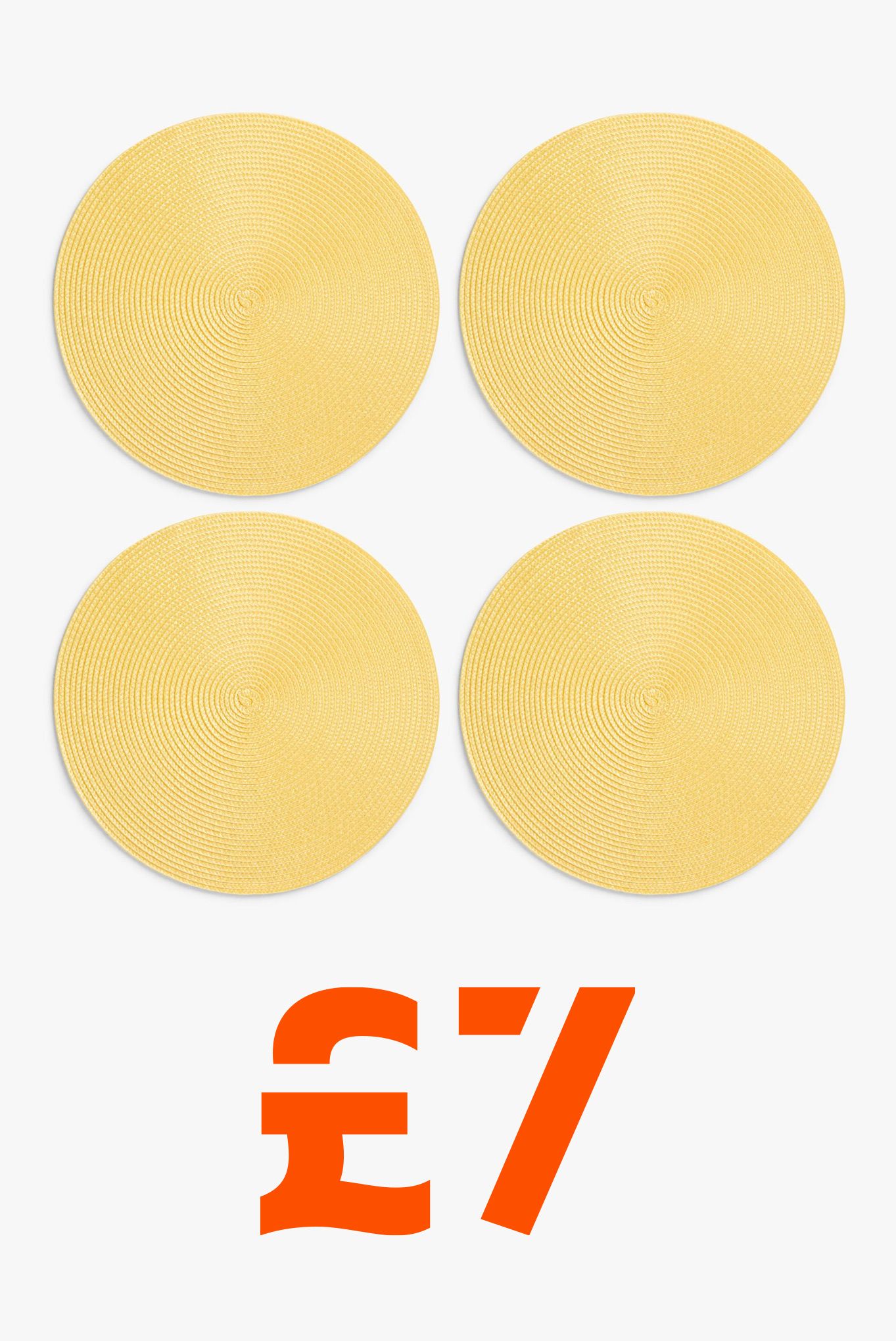 ANYDAY John Lewis & Partners Round Braided Placemats, Set of 4, Yellow £7.00