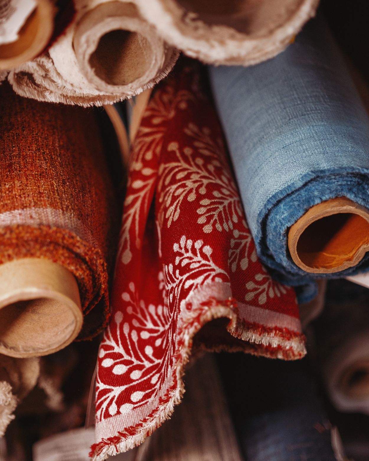 Herbert Parkinson - Image of rolls of fabric stacked
