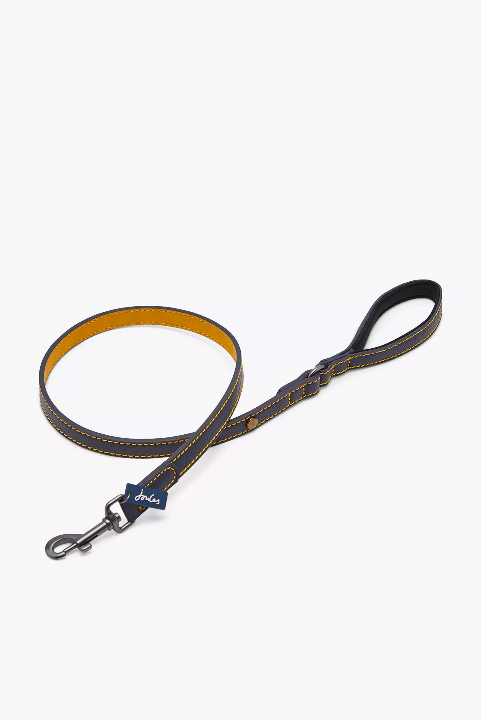 Joules Plain Leather Dog Lead, Navy, £19