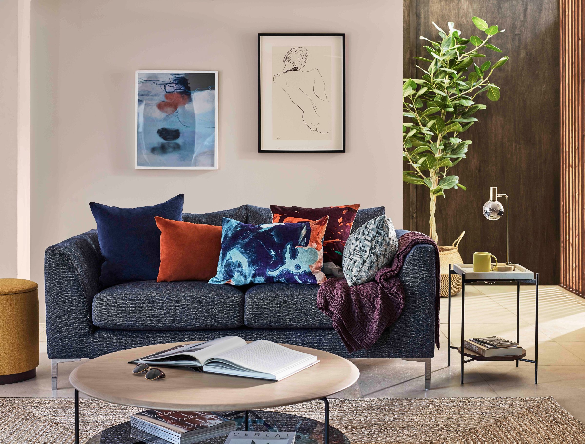 How To Dress A Sofa John Lewis Partners, What Colour Cushions Go With Dark Blue Sofa