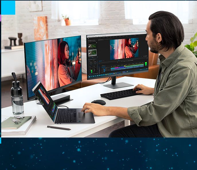  Connect to multiple 4K monitors and transfer files, and charge devices with a simple, one-cable Thunderbolt™ 4 technology connection.