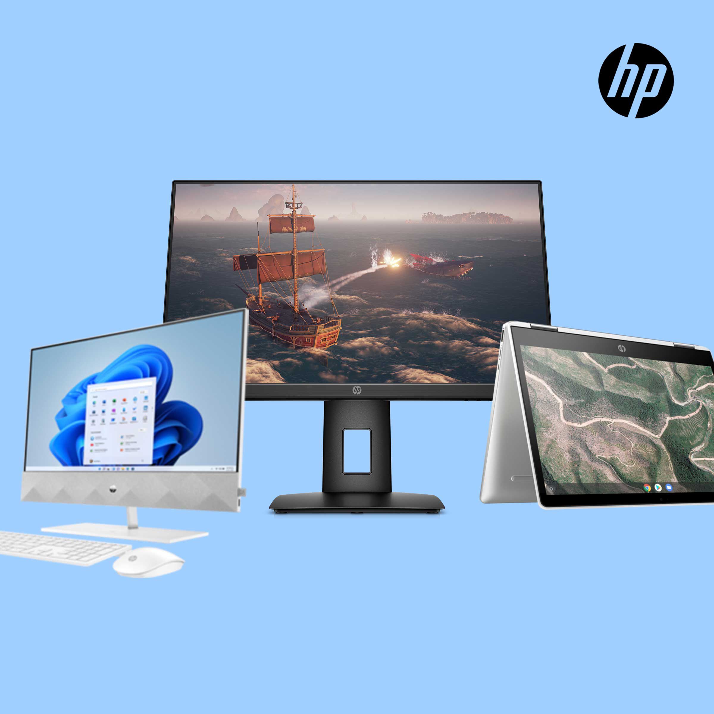 Discover the Amazing range HP Monitors, AIO Desktops and Chromebooks