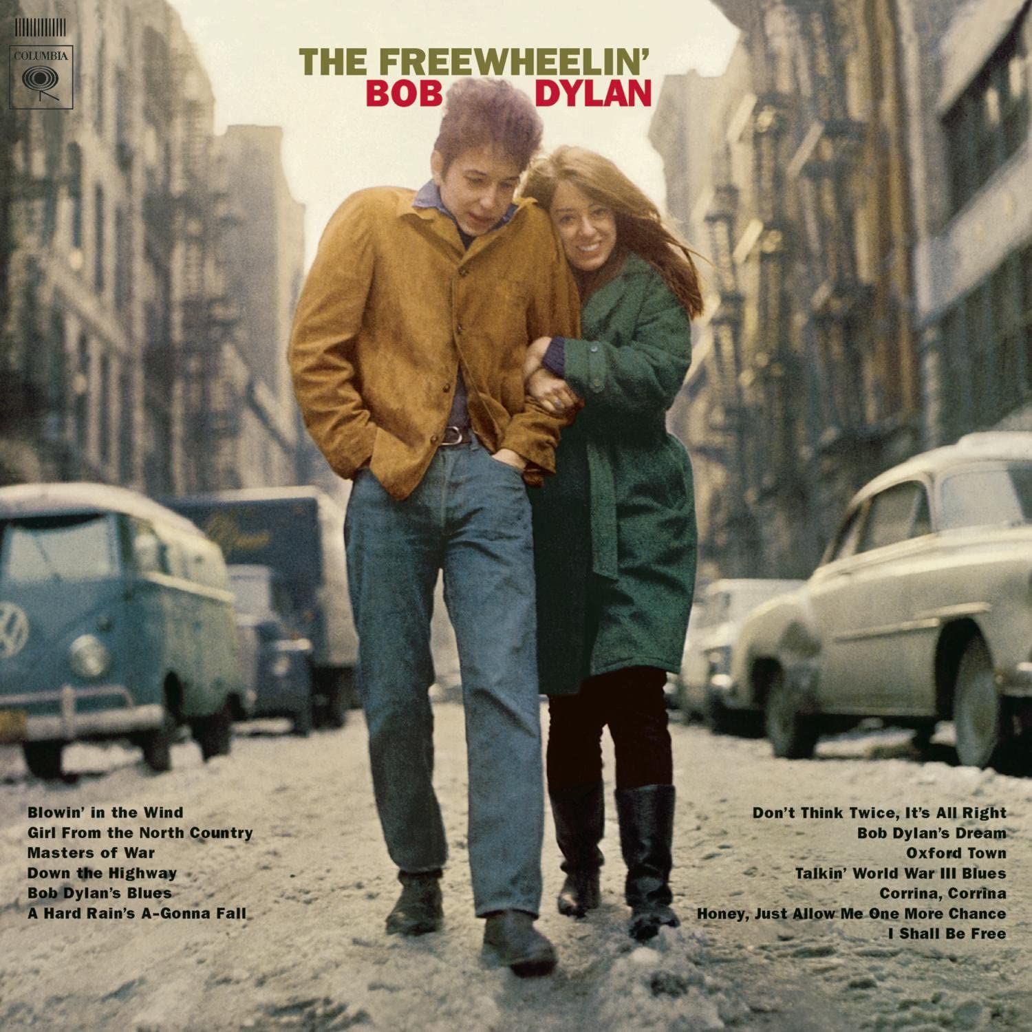 Bob Dylan on The Freewheelin’ album cover
