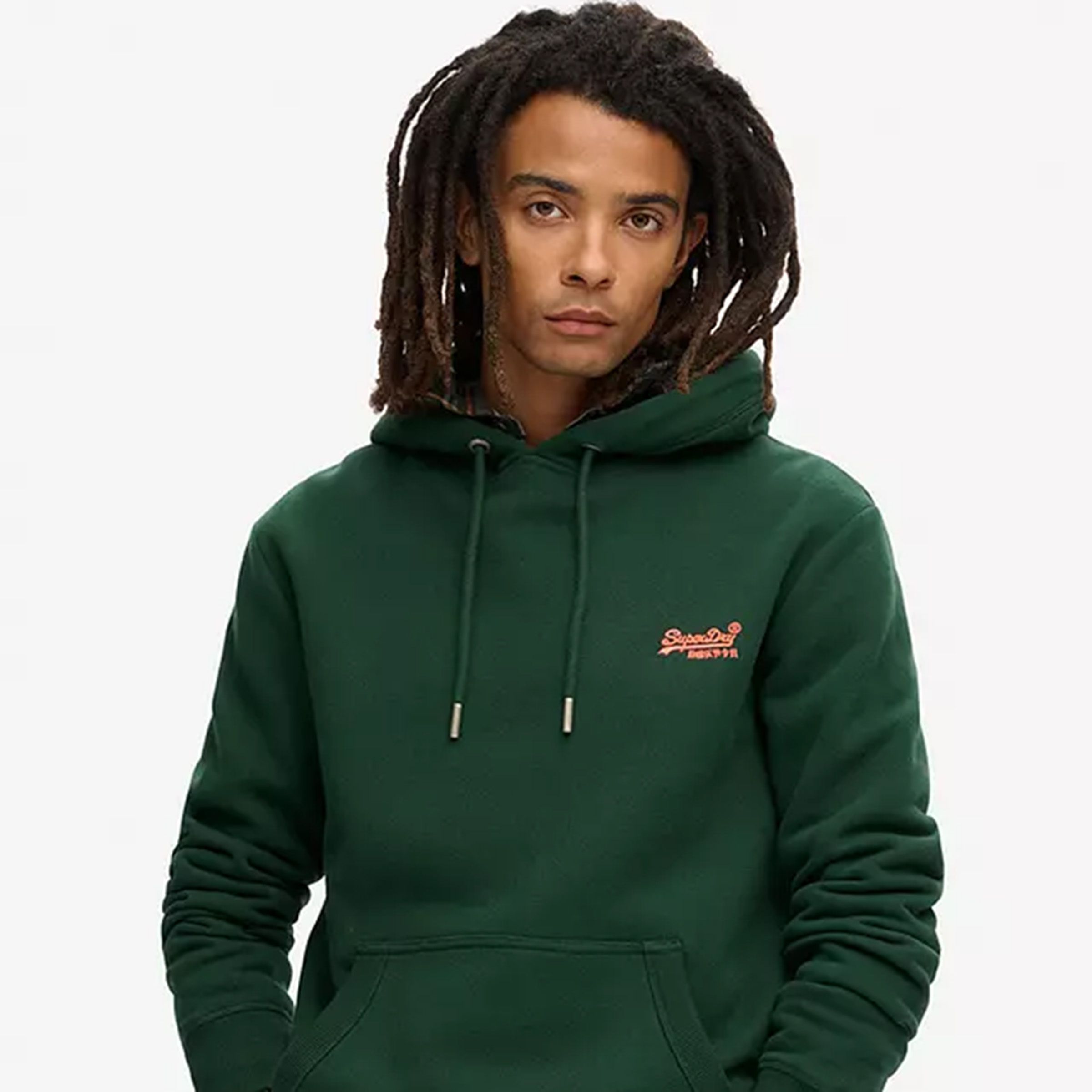 Man wearing green hoodie