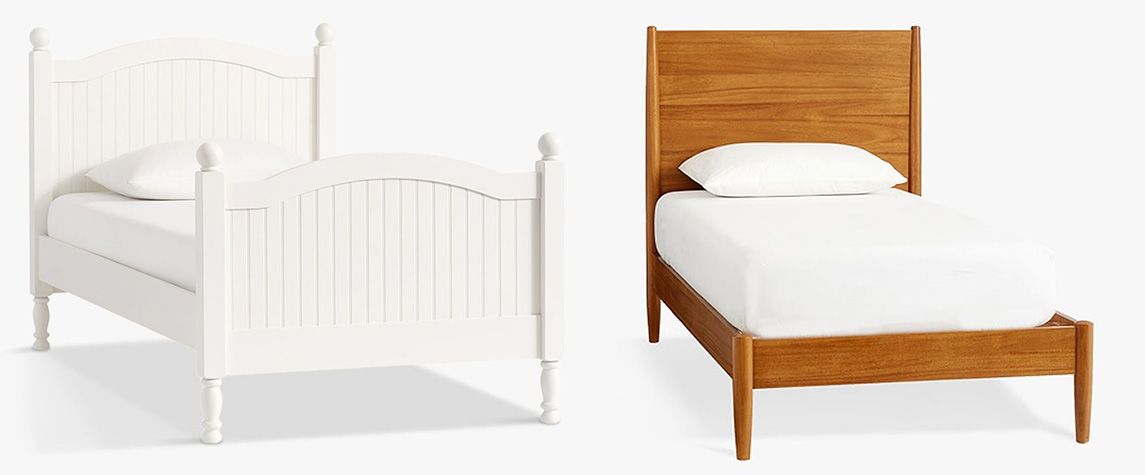 Pottery Barn Kids Mid Century Toddler Bed, Acorn and Pottery Barn Kids Catalina Bed Frame, Single, Simply White