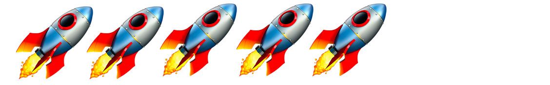 Image of 5 rocket emojis