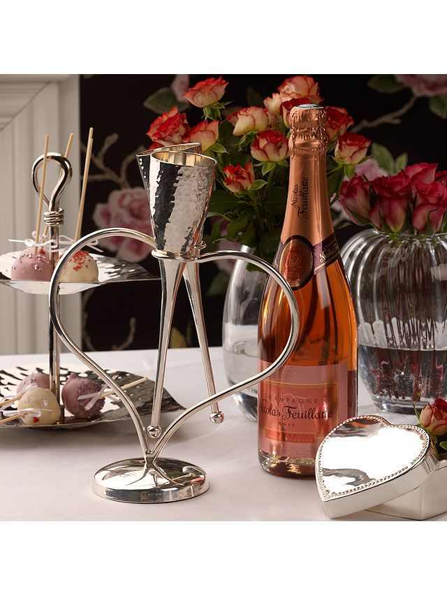 Culinary Concepts Amore Heart Champagne Flutes on a Stand, Set of 2