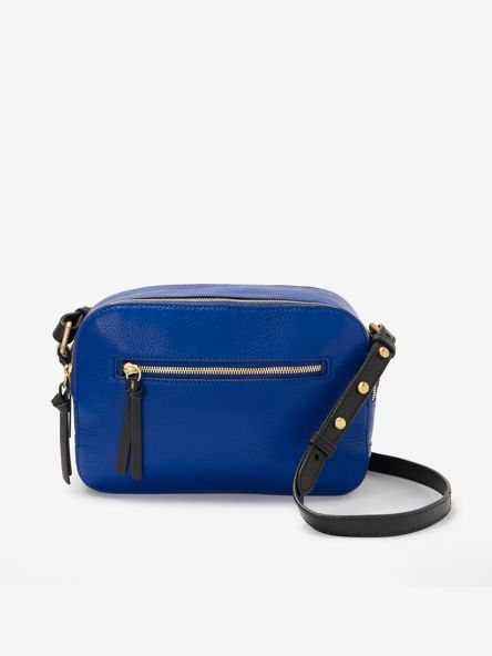 Blue leather cross-body bag