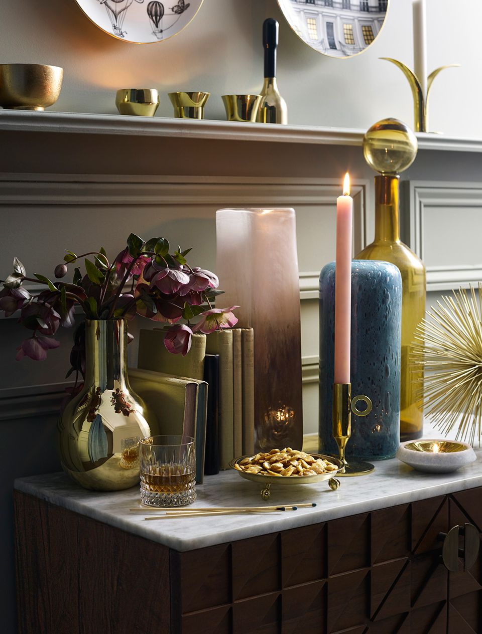 Candles and vases