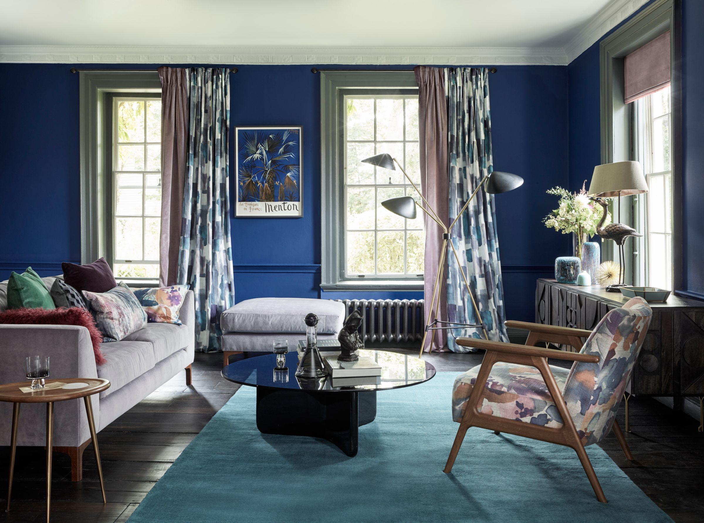 dark blue living room colors