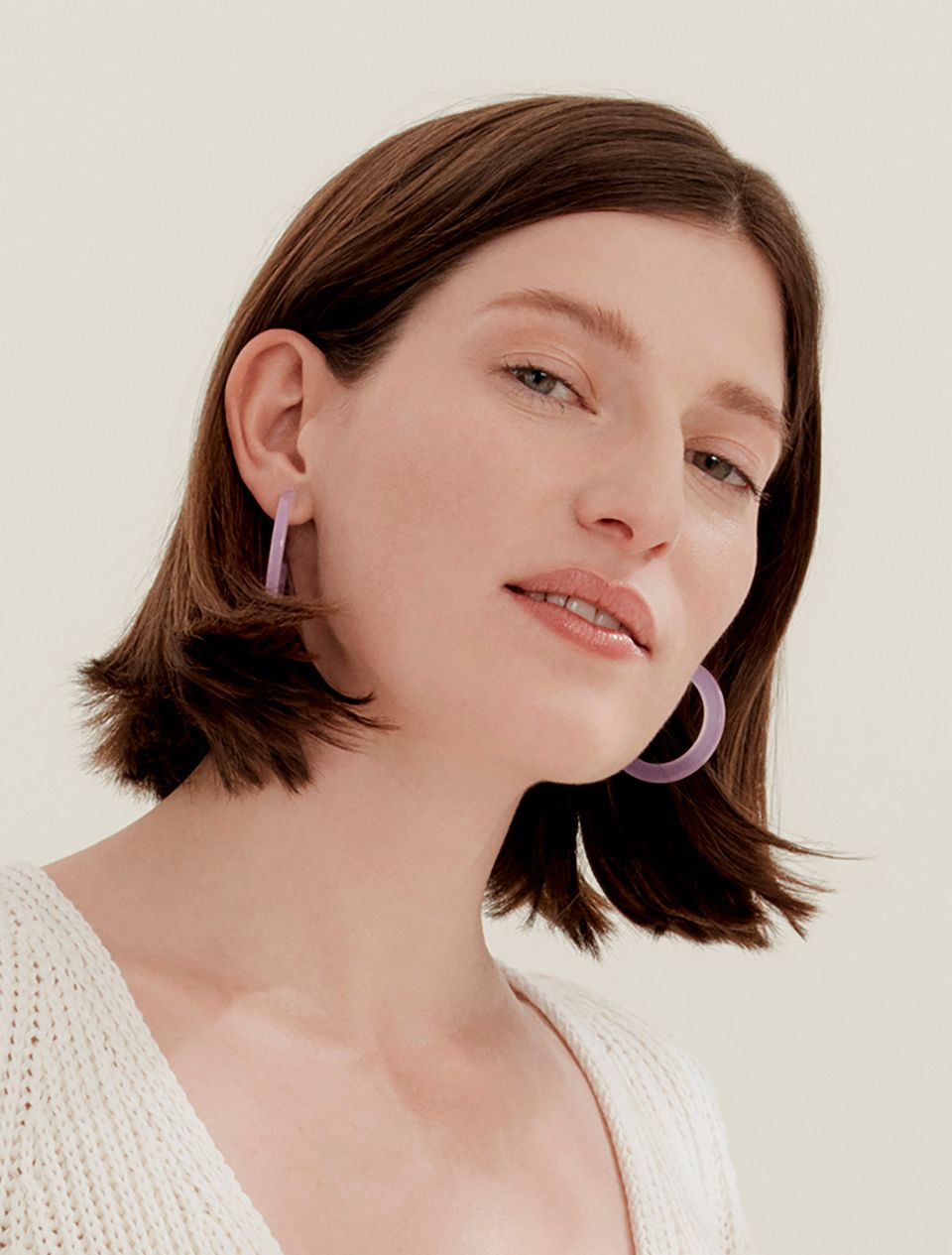 Statement hoop earrings in purple 