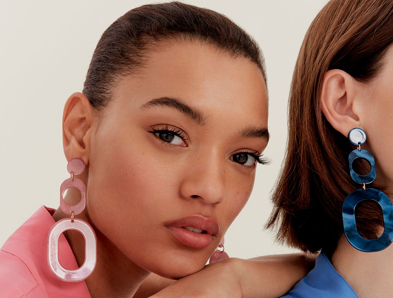 Statement earrings in pink resin